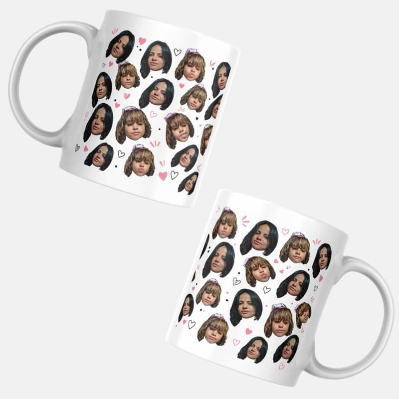 Caneca Personalizada com Rostos/Foto – Presente Único Criativo | Porcelana 325ml Não Desbota
