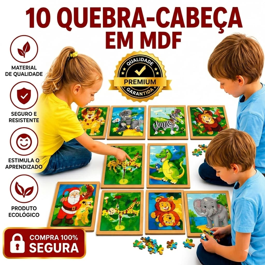 QUEBRA CABECA 10 MDF BRINQUEDO MONTESSORI MADEIRA