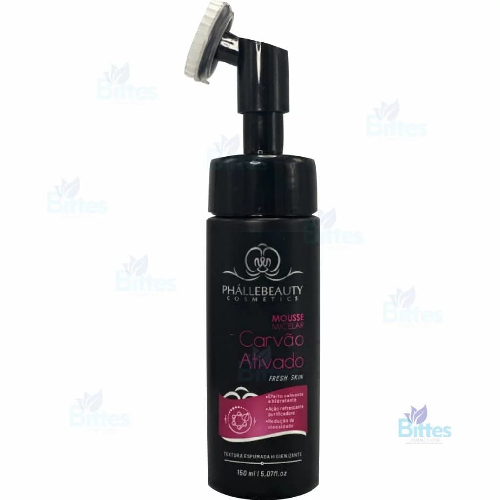 Sabonete facial Mousse Micelar Carvão Ativado Phállebeauty 150ml Limpeza Facial Controle de Oleosidade