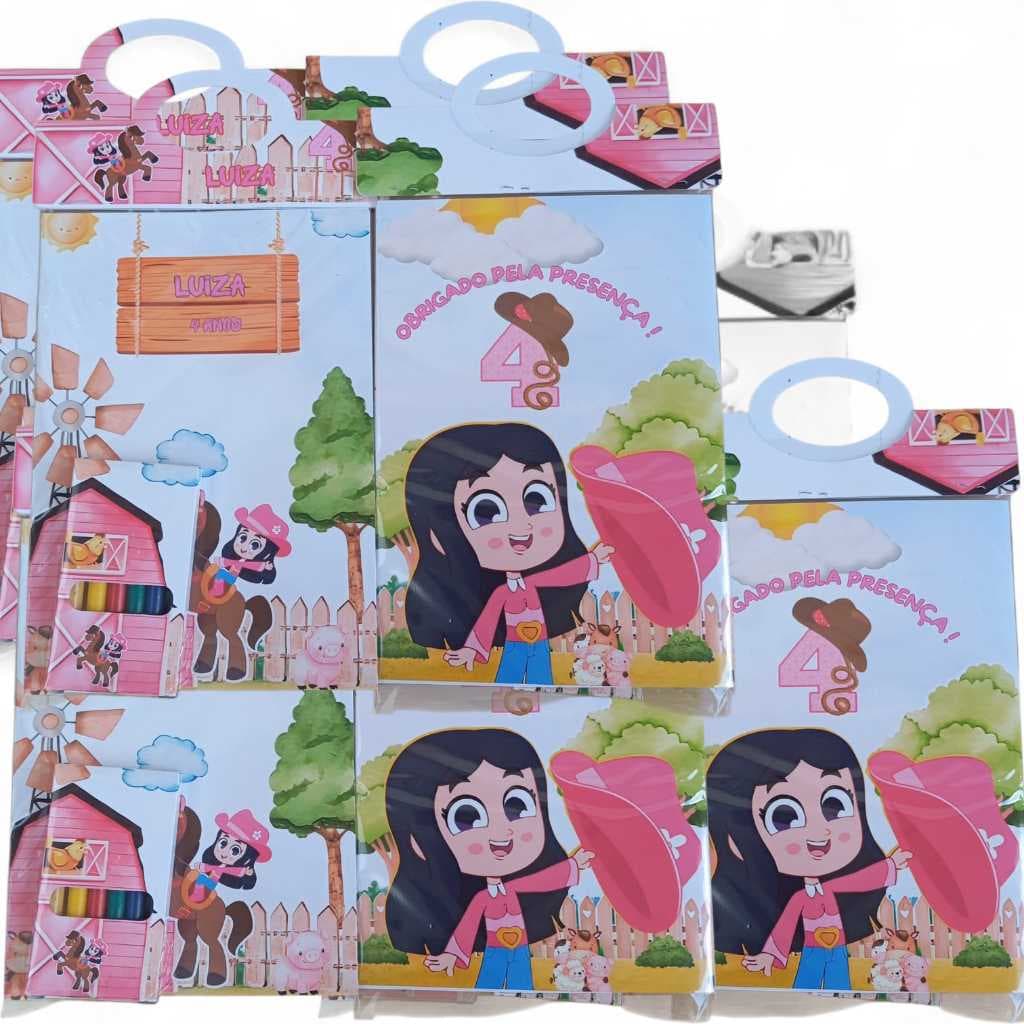 Kit REVISTINHA de Colorir com Giz de Cera Personalizado - FESTAS E LEMBRANCINHAS - TURMINHA DA BOIADEIRINHA