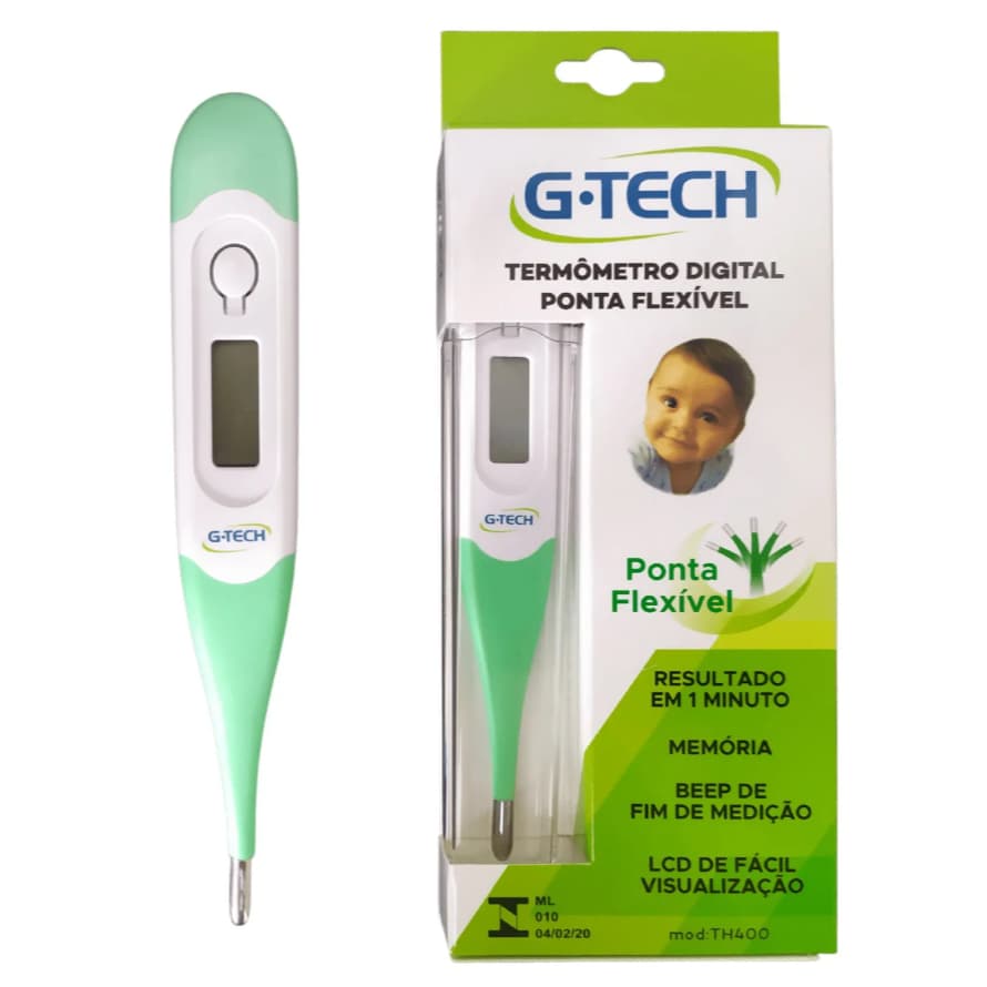 Termômetro Digital G-tech TH400 - Ponta Flexível - Adulto e Infantil - Original