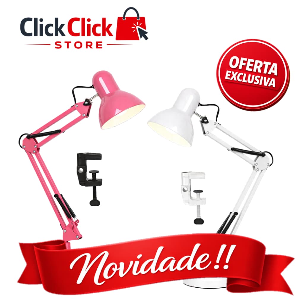 Luminária Articulada de Mesa com Garra Regulável Metal para Manicure Estética Leitura Bancada