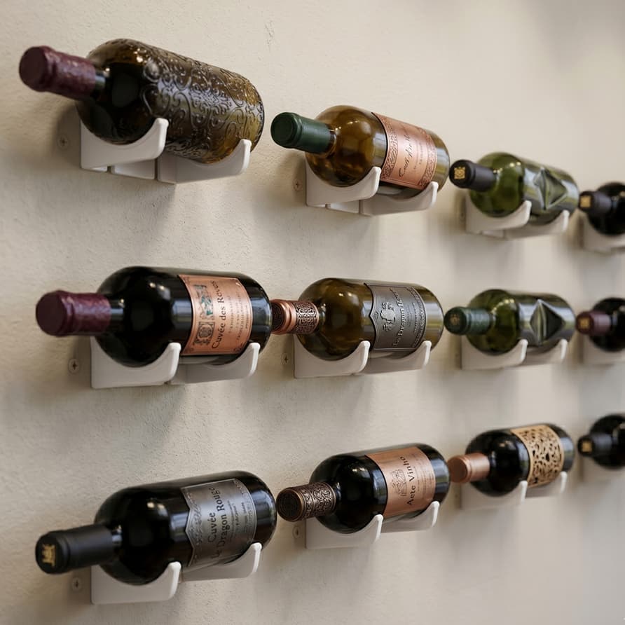 Kit 10 Suportes de Vinho Individual Parede Estilo Moderno Branco
