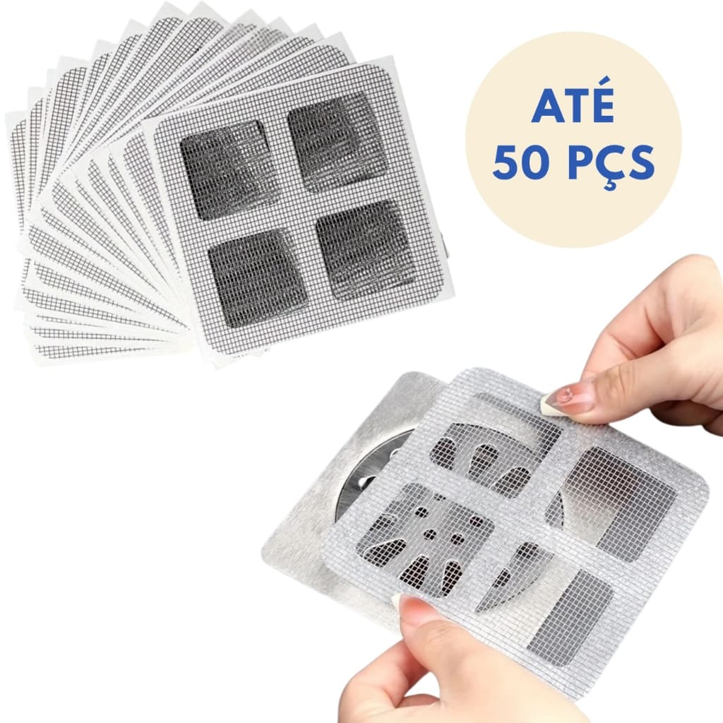 KIT Protetor Filtro Ralo Autoadesivo Proteção de Cabelo na Tubulação
