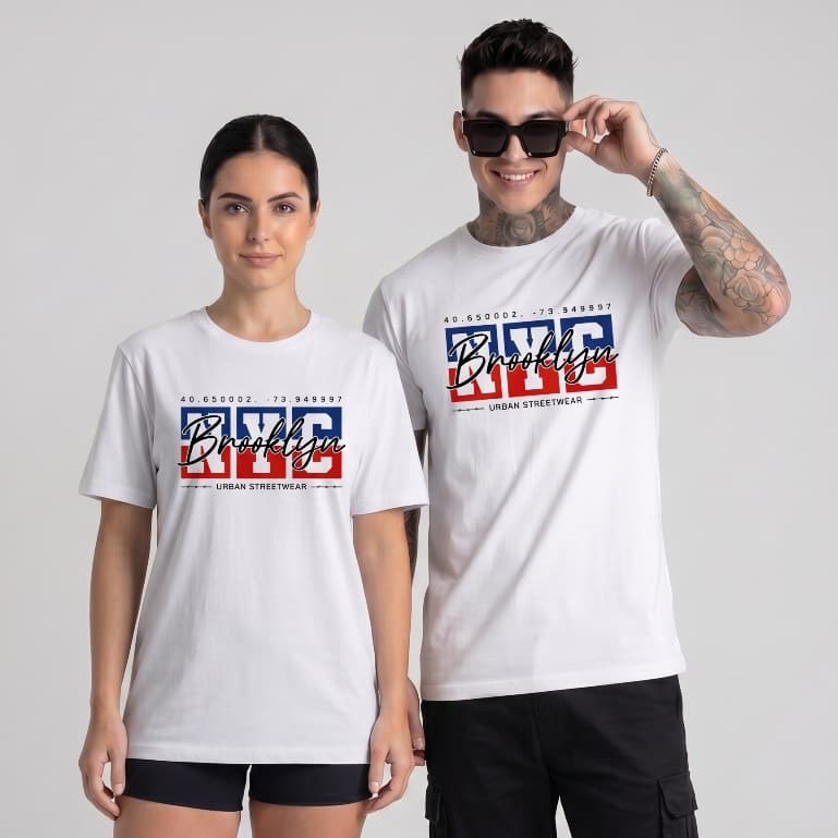 Camiseta Brooklyn NYC Coordenadas Unissex Algodão Premium - Estilo Urbano
