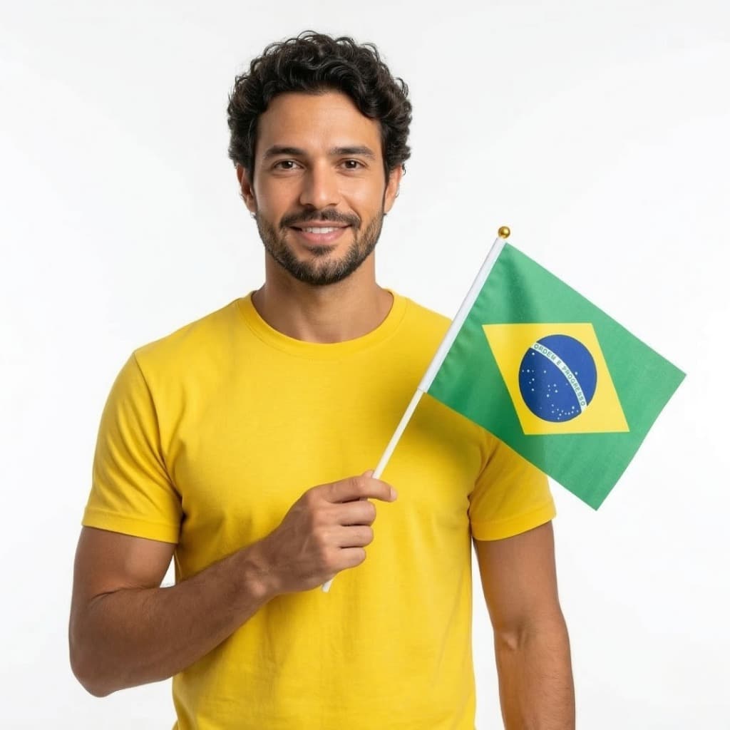 Bandeira Brasil de Mão com Haste Torcida Copa Futebol Festa Decoração - Tamanho 14x21 cm