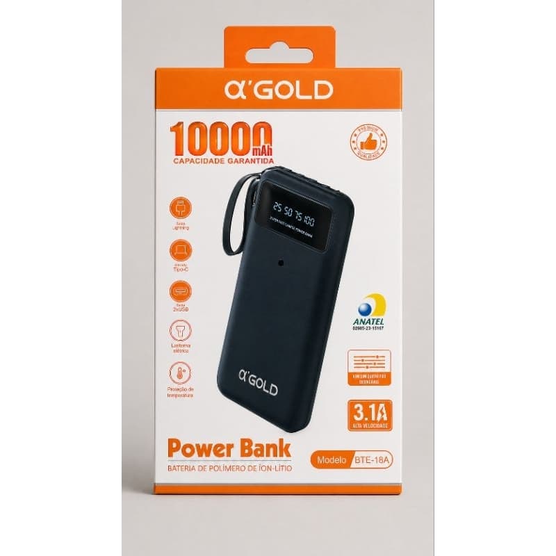 Power bank 10000mah portátil A"Gold carregador portátil