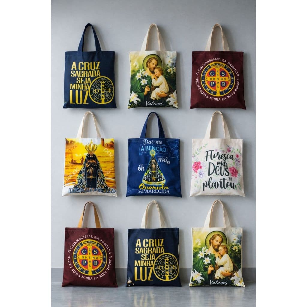 Ecobag Católica Personalizada – Nossa Senhora, São Bento, Frases Religiosas | Bolsa Resistente