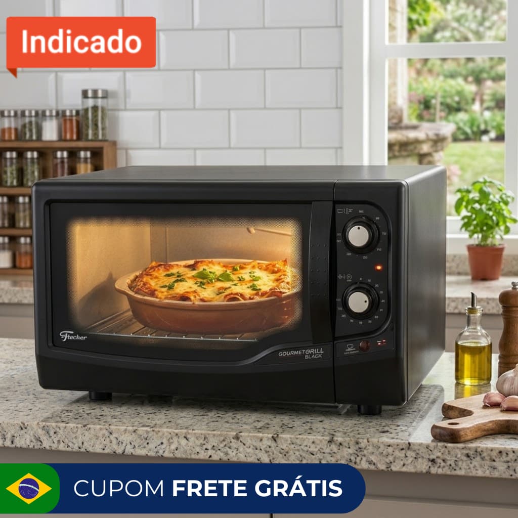 Forno Elétrico Fischer Gourmet Grill 44L Preto Bancada com Dourador e Timer