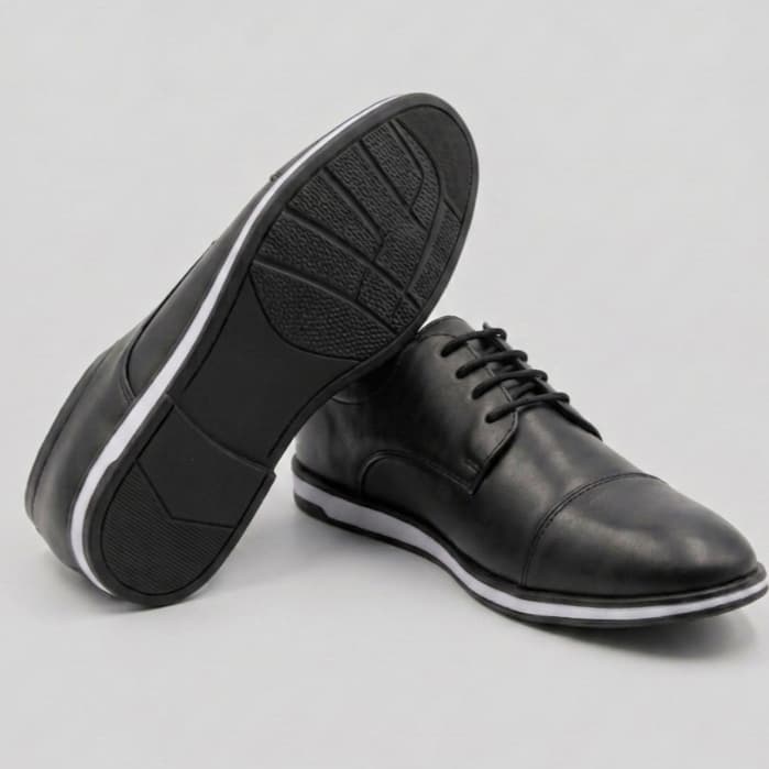 Sapato Social Masculino Casual Couro Sintético Confortável Elegante Preto Marrom Cadarço Solado Leve