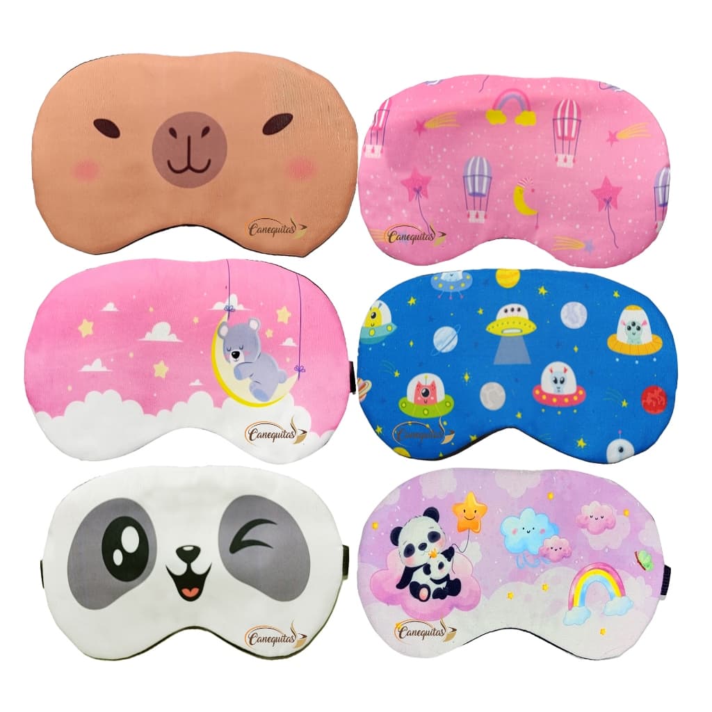 Tapa Olho com Gel Capivara Panda ET Ursinho Mascara de Dormir Confortável Espaço Universo Infantil