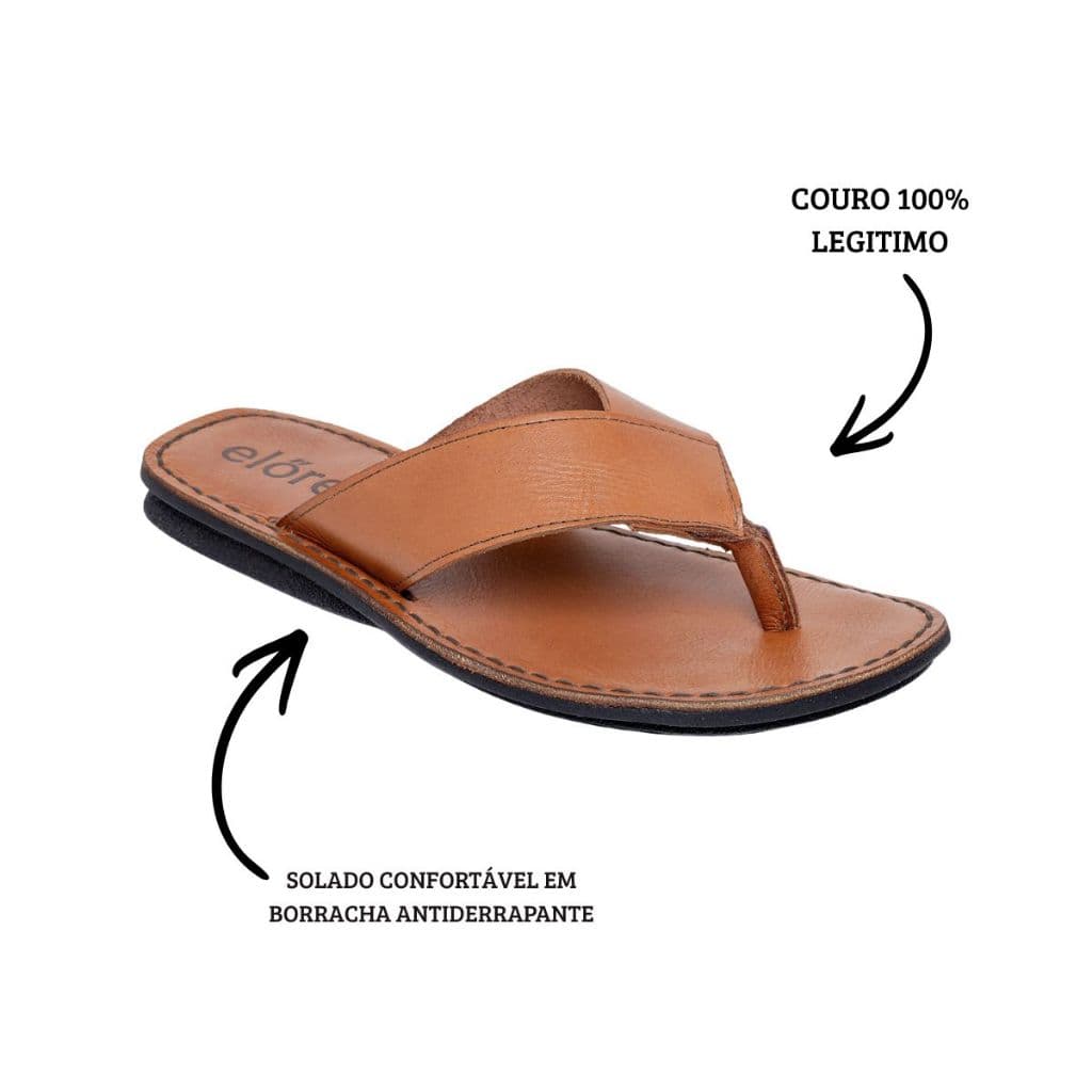 Chinelo Em Tiras Couro Legitimo Masculino Estiloso Confortável Anatomico