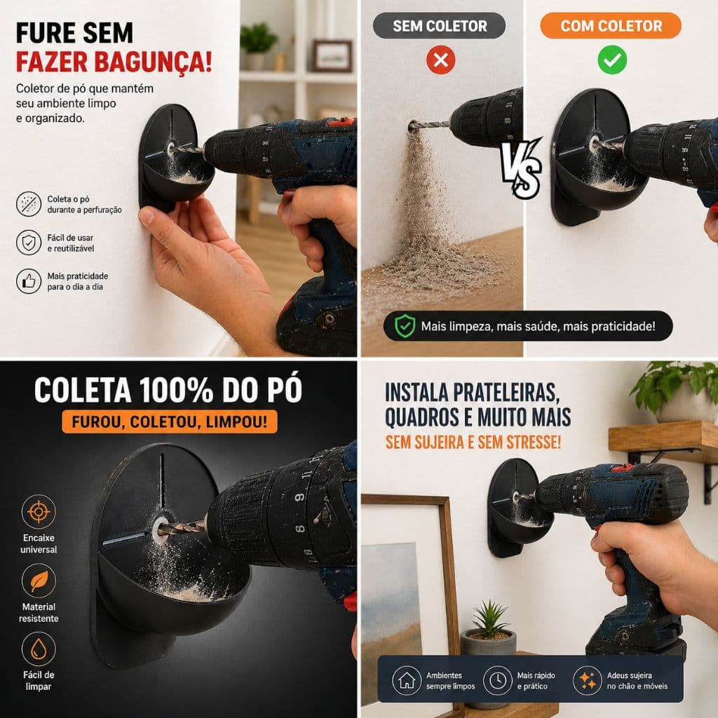 Coletor De Pó Poeira Adaptador Furadeira Para Broca