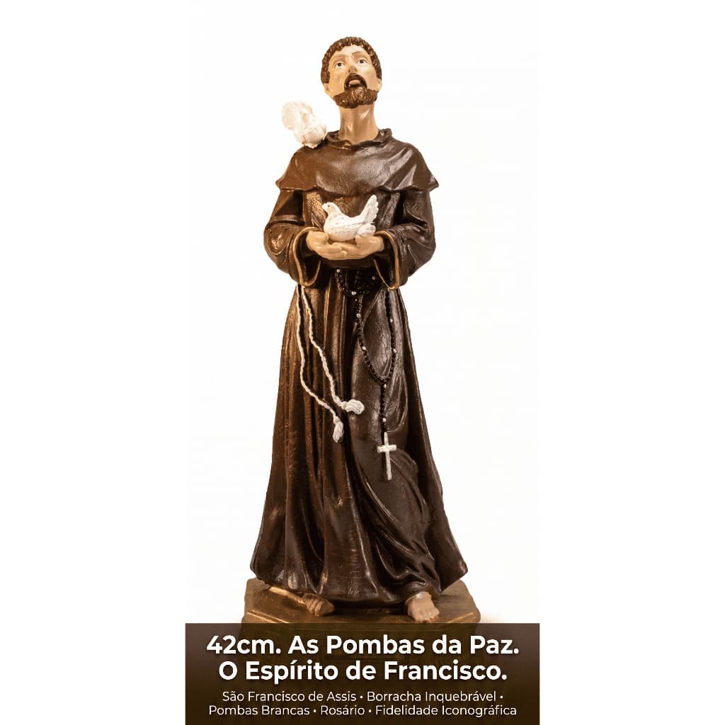 Imagem São Francisco De Assis De Borracha Inquebrável 42 Cm