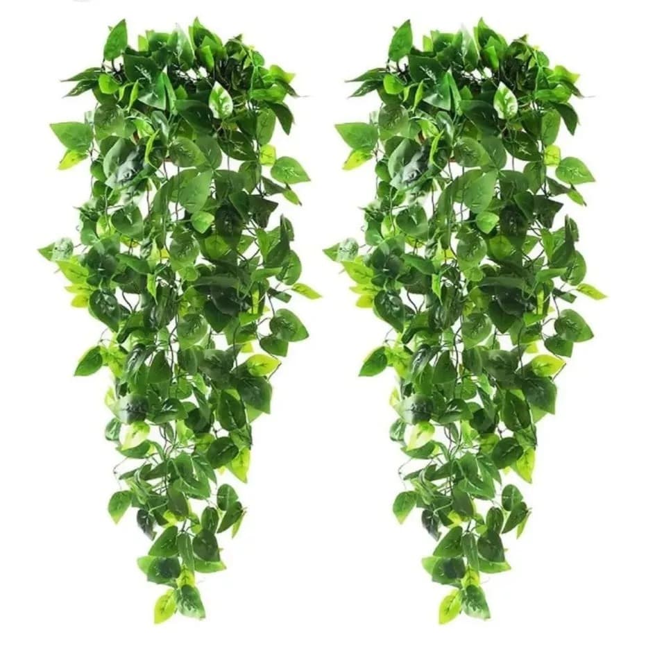 Kit Decorativo 3 Vasos Pretos com 3 Plantas Pendentes Artificiais Premium