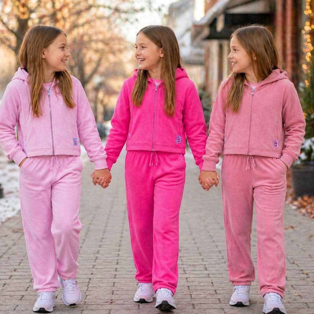 Conjunto de Inverno Juvenil Feminino de Plush Casaco com Zíper e Capuz Quentinho