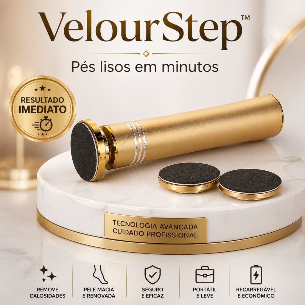 EsEsfoliador Elétrico para Pés VelourStep™ Removedor de Calosidades Profissional Portátil Pele Lisa