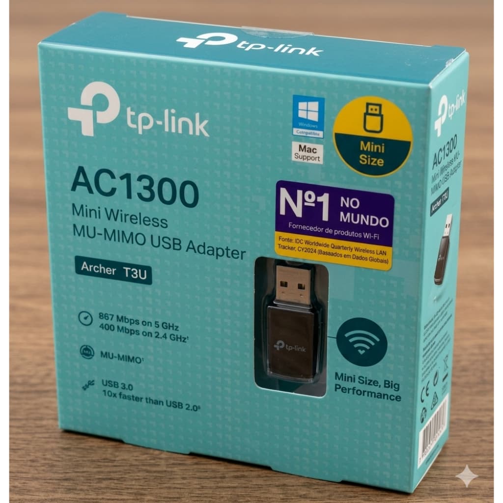 Adaptador WiFi TP-Link Archer T3U AC1300 Dual Band USB 3.0 Ultra Rápido