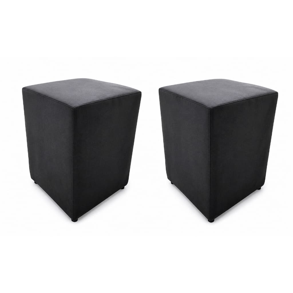 Kit 2 Puff Quadrado Cubo Grande Suede Preto Resistente 120kg Decorativo Sala Quarto Moderno