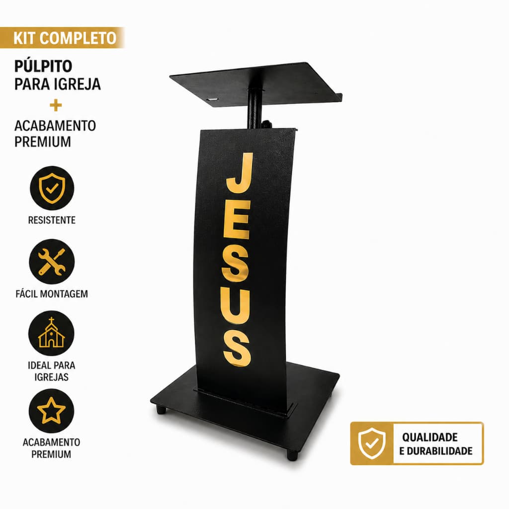 PULPITO PARA IGREJA REFORÇADO DE FERRO, DETALHE EM ACRILICO DESMONTAVEL.