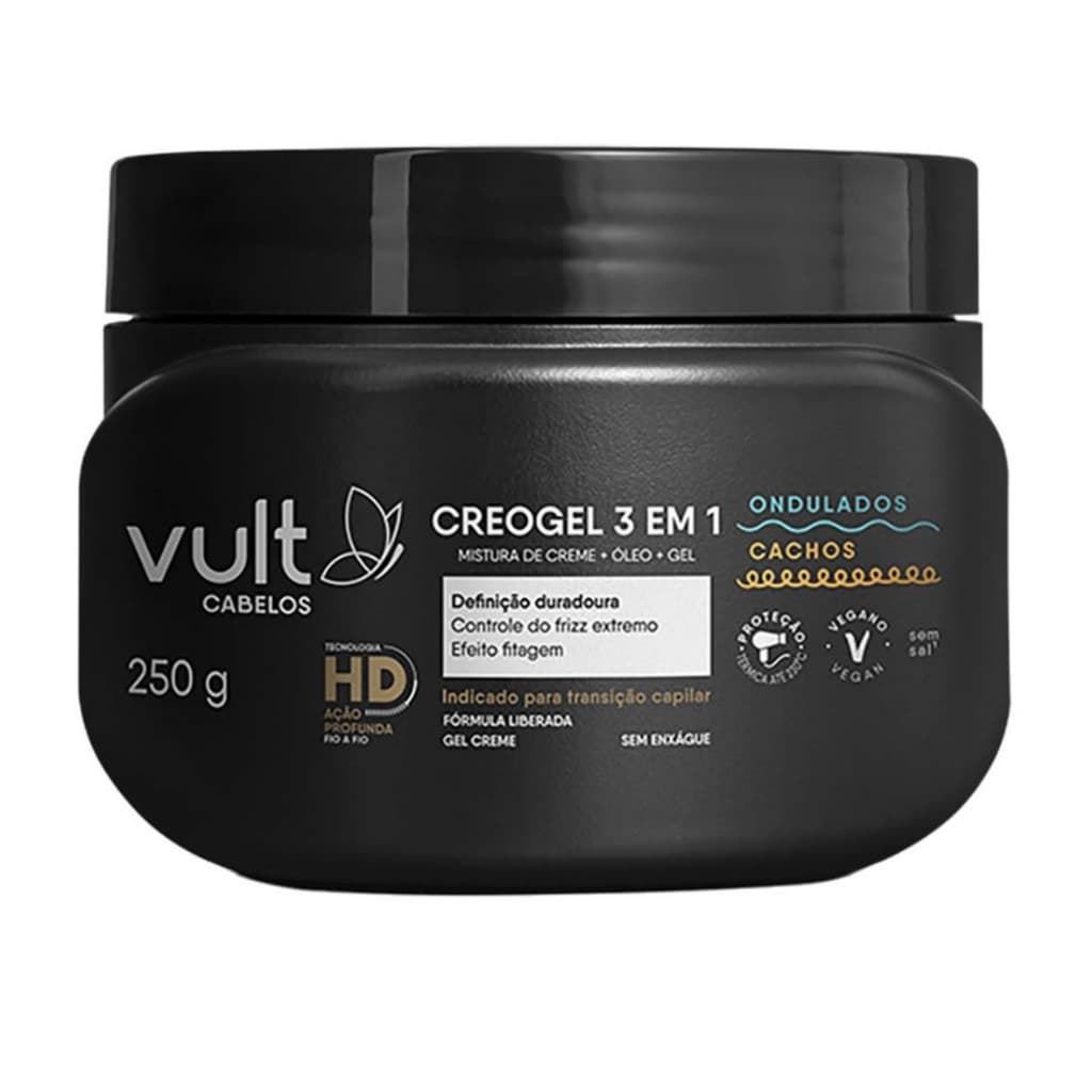 Vult Creogel 3 em 1 Definição e Controle para Cachos e ondas 250g