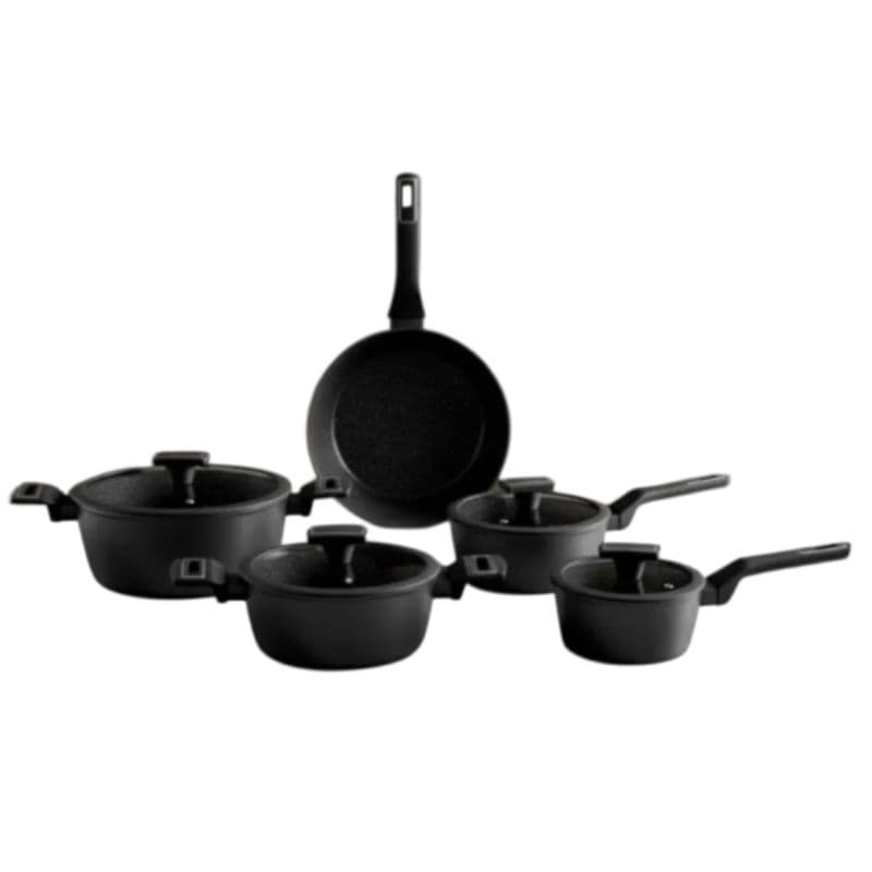 Jogo De Panelas Brinox Cerâmico 5 Pçs Carbon Ceramic Indução Cor Preto