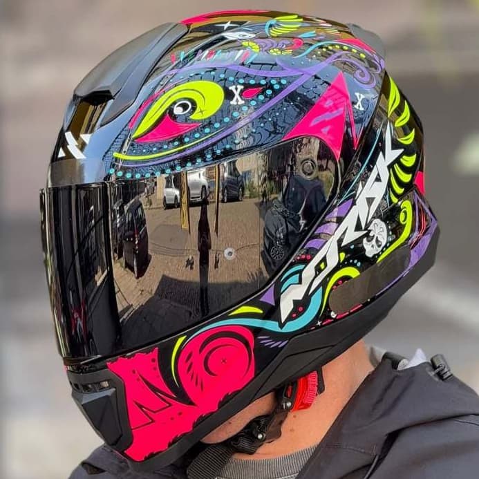 CAPACETE NORISK RAZOR FEMININO MASCULINO CIRCUS ROXO ROSA OLHOS MONSTER + VISEIRA EXTRA + NARIGUEIRA