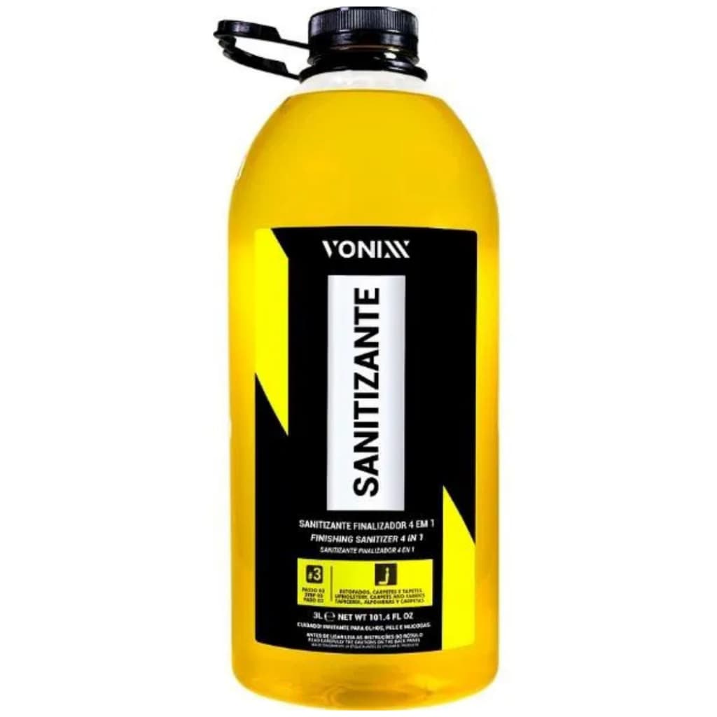 SANITIZANTE 3 LITROS VONIXX HIGIENIZADOR INTERNO AUTOMOTIVO ELIMINA ODORES ACAO RAPIDA PROLONGADA