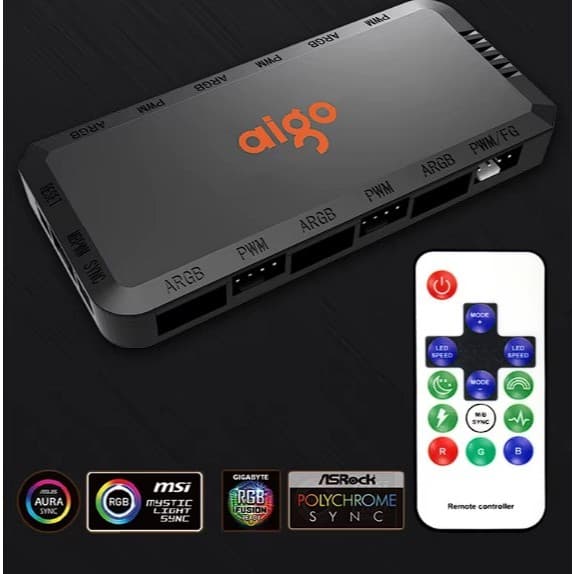 Controladora Aigo Apc1 + Hub Argb 3 Pin 5v + Pwm 4 Pin 12v
