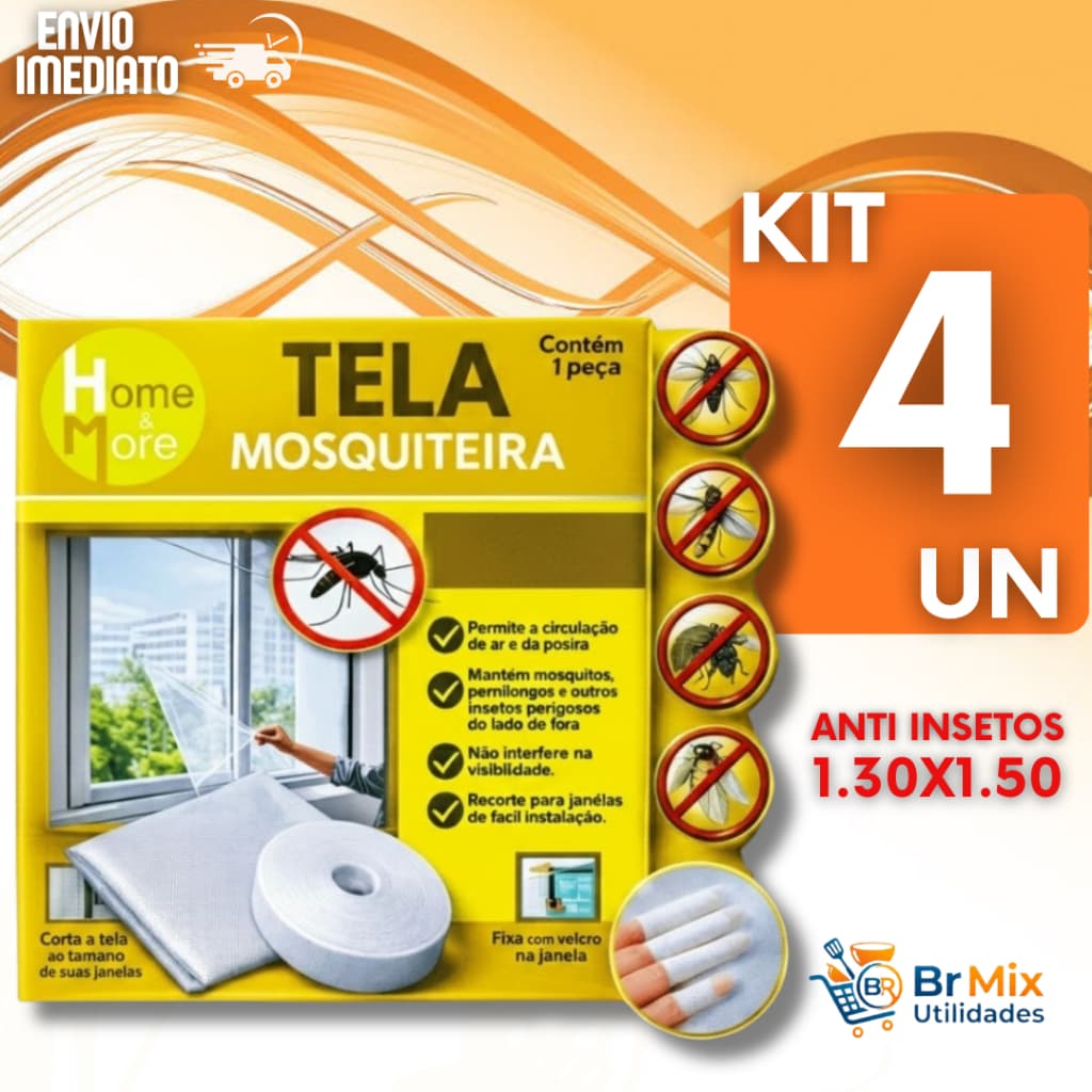 KIT   Janela Anti Inseto Casa Multiuso Utilidades 130x150cm Velcro