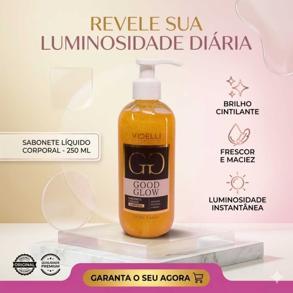 Sabonete Líquido Corporal Good Glow 250ml - Fragrância Amêndoa e Café Forbelle Professional