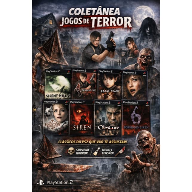 Coleção de jogos de terro Para PS2 + Memory card OPL + HD externo