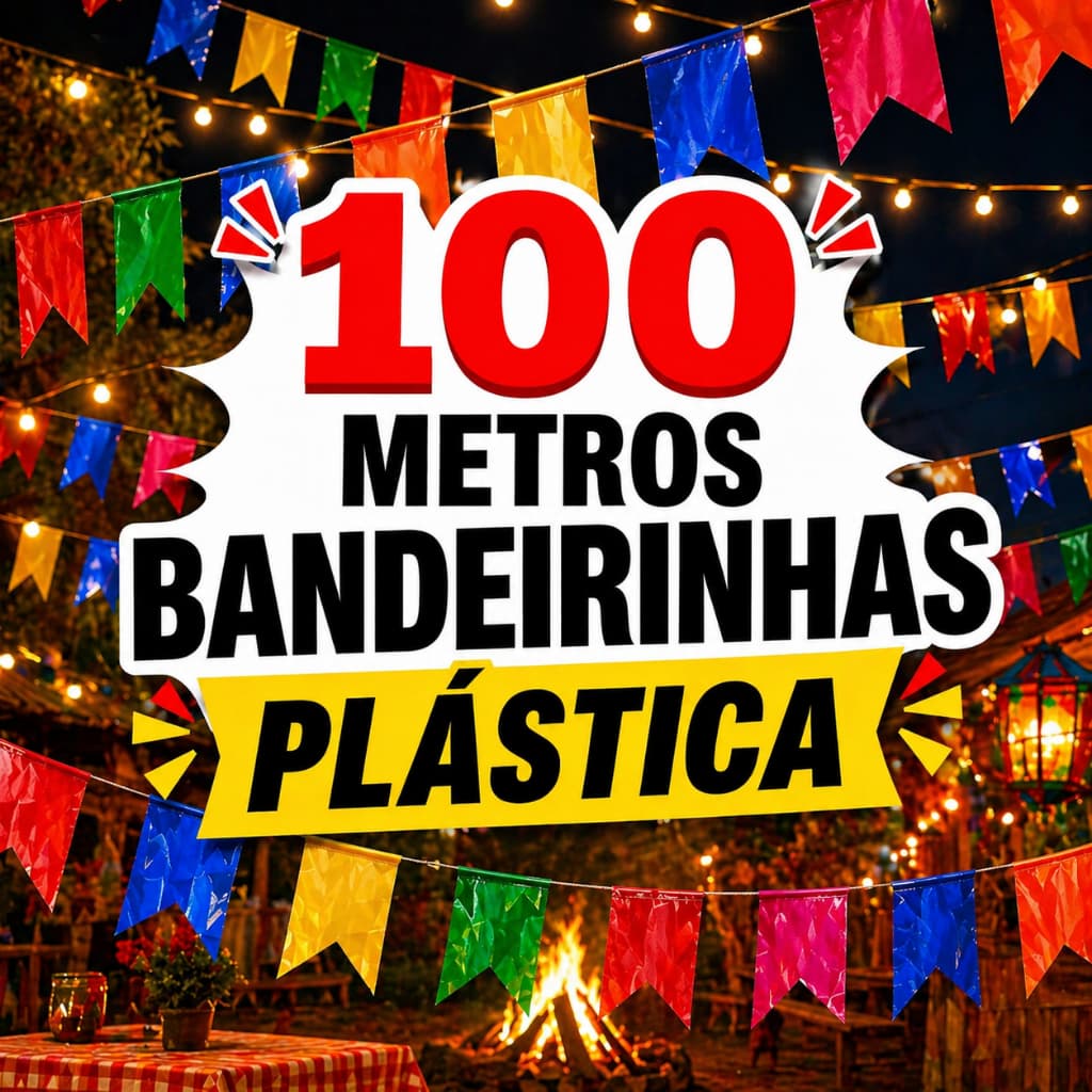 Kit 100 Metros Bandeirinhas Plástico Festa Junina Decoração Bandeirola Julina Atacado