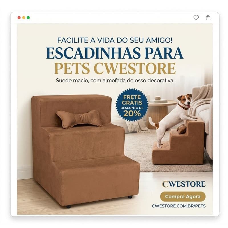 Escadinha escada 3 degraus para Pet Cachorro Gato