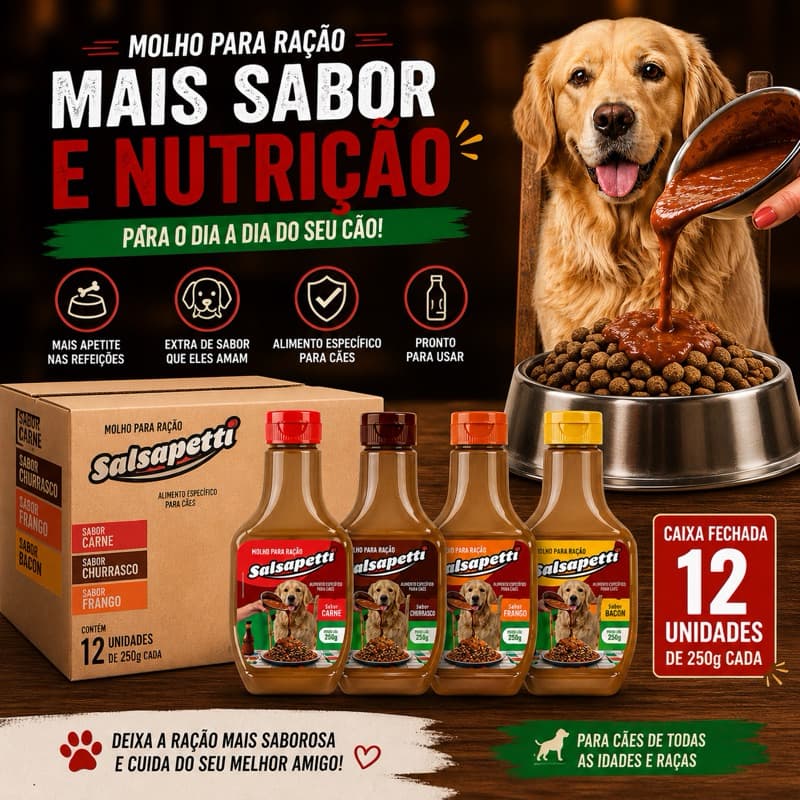 Caixa 12 Molho Para Ração Cachorro - Caixa Fechada 250g 12 Unidades