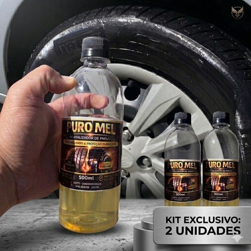 kit 2 Pretinho Automotivo Puro Mel Revitalizador Pneus 500 Ml