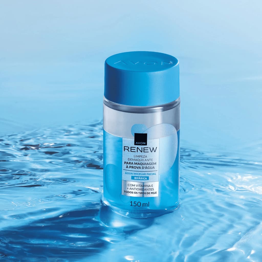 Água Micelar Bifásica Renew 150 ml | Remoção de Maquiagem À Prova D'Água | Pele Limpa e Hidratada