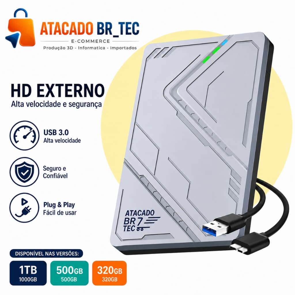 Hd Externo 1TB e 500gb Slim Usb 3.0 para ps2 ps4 ps5 xbox Pc HD EXTERNO COM CASE GAMER.