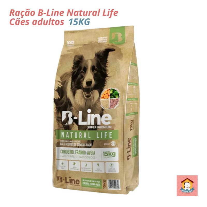 Ração B-line Natural Life Caes Adultos Sem Transgênicos 15kg