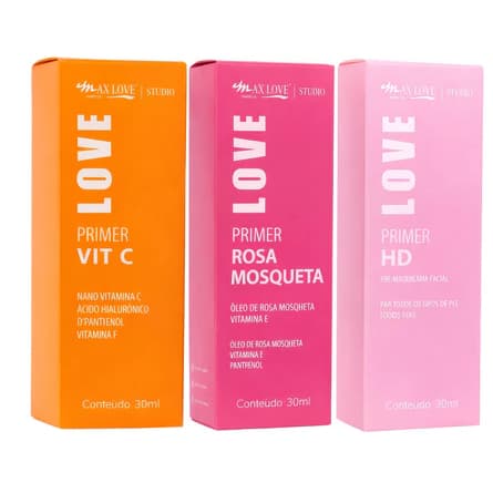 Primer HD pré-maquiagem facial / Primer Hidratante Facial Anticraquelamento / Primer Vitamina C - Max Love 30ml