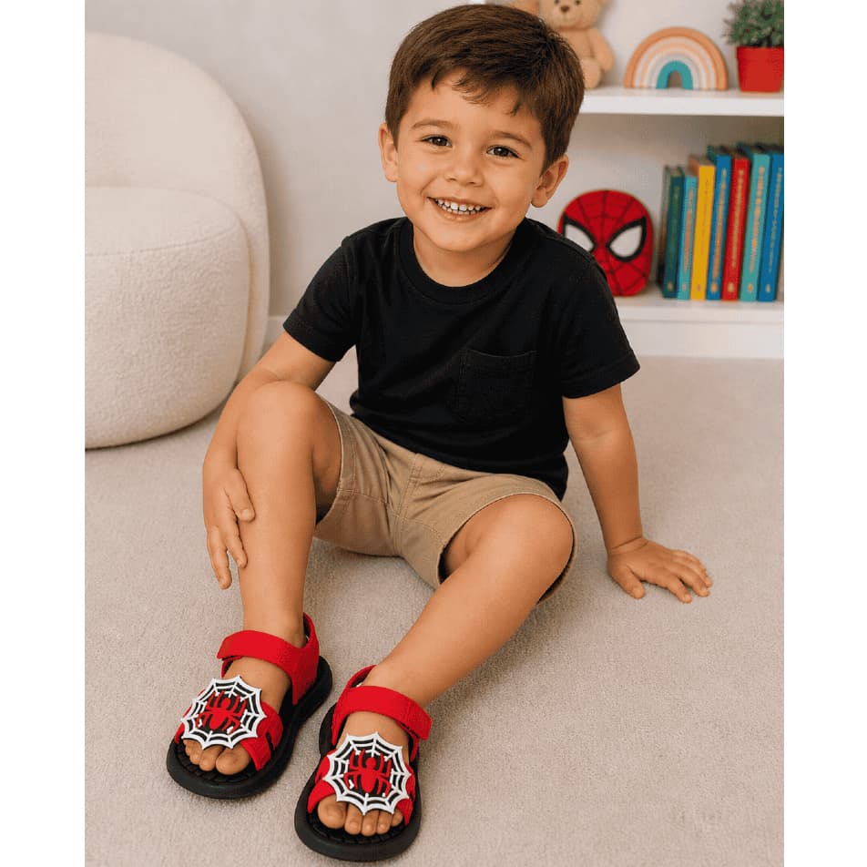 Papete Sandália Infantil Menino Aranha Confortável Escolar Dia a Dia Macia Antiderrapante Moda