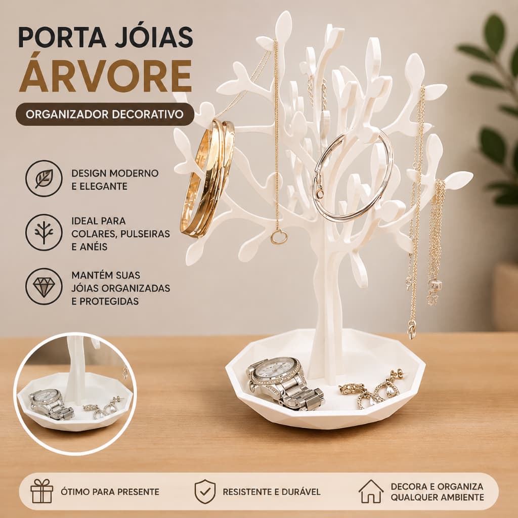 Porta Jóias Árvore Decorativo Organizador Colares Pulseiras