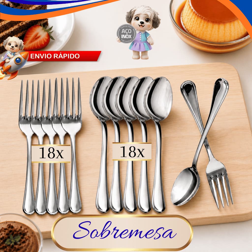 Kits Talheres Inox 24 36 Peças Garfo Colher Sobremesa Completo Luxo Casa Restaurantes Buffet Doceria