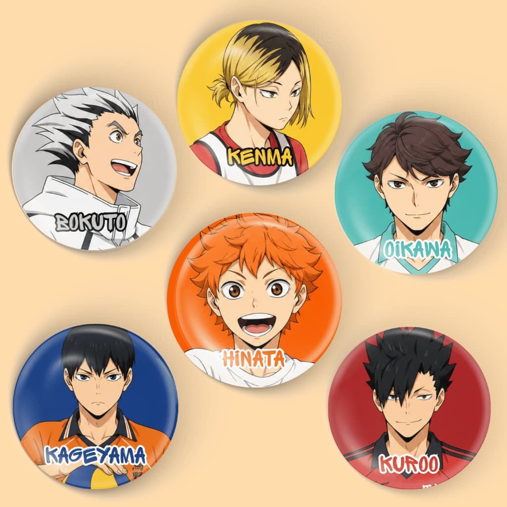 Botons Haikyu!!, Broches E Pins 3,8 cm Kit 6 Unidades