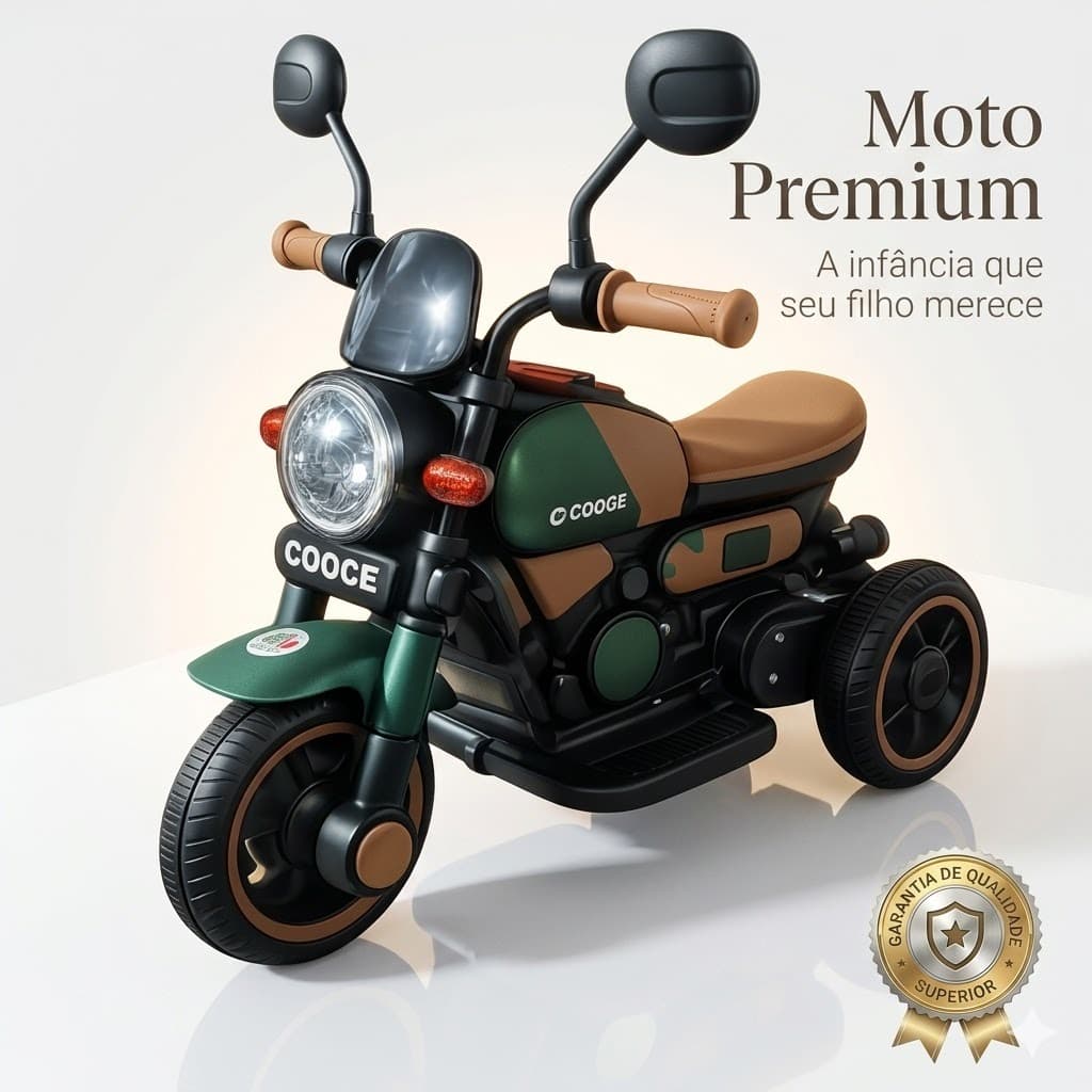 Moto Eletrica Infantil Retro Verde Veiculo Criança Diversao Alta Qualidade Moto Infantil Premium