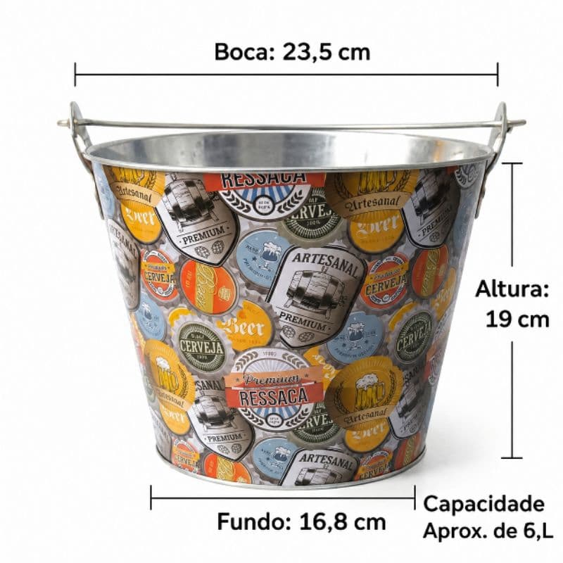 balde de gelo com abridor de garrafa. balde gelo estampado