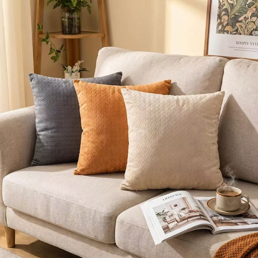 Capa de almofada 45x45 decorativa sofa moderna cinza bege textura luxo