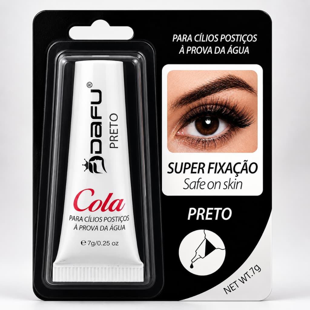 Cola para Cílios Postiços Preta, branca e transparente  à Prova d'Água
