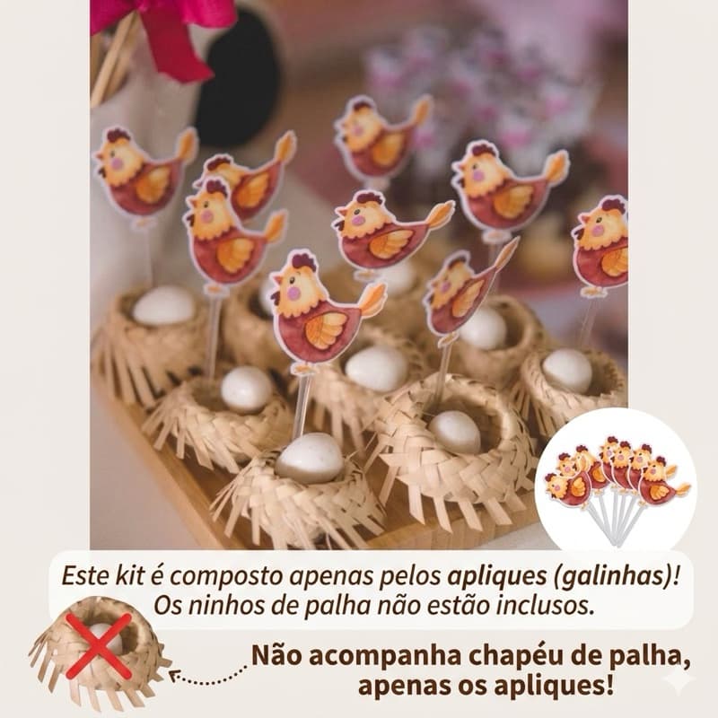 Kit aplique fazendinha galinha/ topper docinhos/topper fazendinha Apliques fazendinha/Toppers/Tags/decoração festa