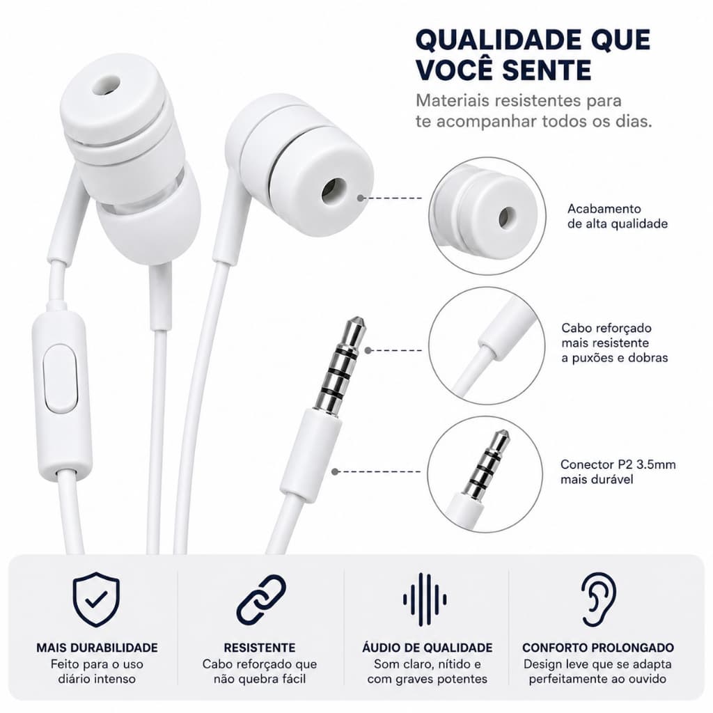 Fone Genai Voice Of Glory Com Microfone Som Potente Para Celular Com Fio P2 Som forte e limpo Vai te surpreender
